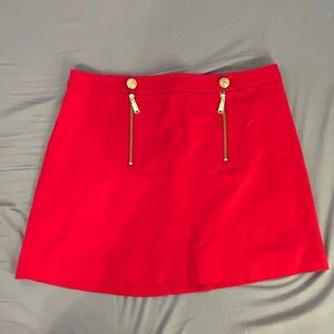 Red Mini Skirt with Gold Accents